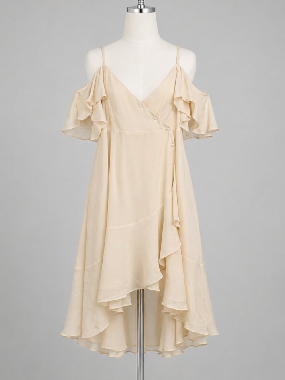 Fame & Partners Cold Shoulder Ruffle Dress